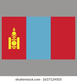 Flag  of the country  Mongolia. Vector illustration.  Exact colors. 