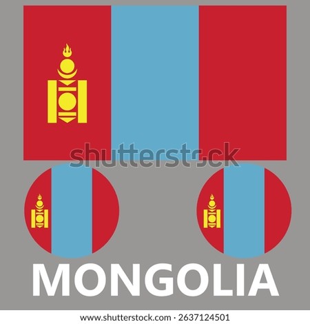 Flag  of the country  Mongolia. Vector illustration.  Exact colors. 