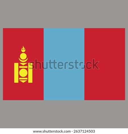 Flag  of the country  Mongolia. Vector illustration.  Exact colors. 