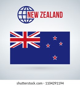 Flag of the country new zeland. vector illustration isolated on modern background with shadow.