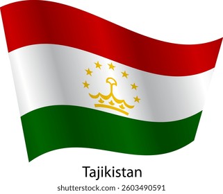 Flag of the country Tajikistan on a white background.