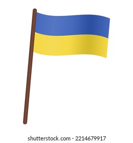 Flag of the country Ukraine. Flag on the flagpole. Vector illustration
