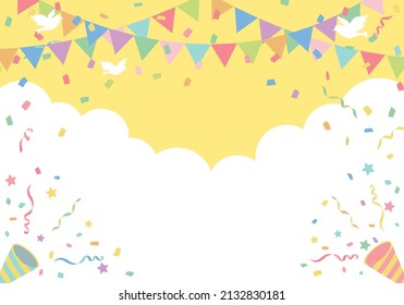 Flag and cracker birthday party background frame