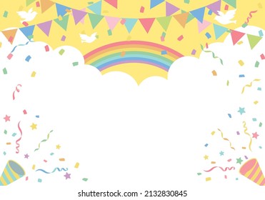 Flag and cracker birthday party background frame