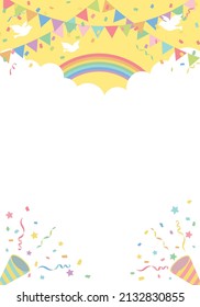 Flag and cracker birthday party background frame