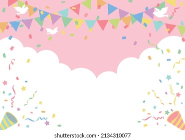 Flag and cracker birthday party background frame