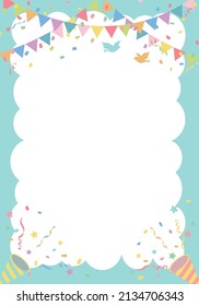 Flag and cracker birthday party background frame