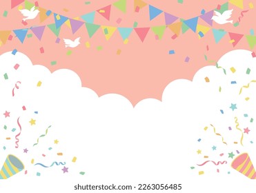 Flag and cracker birthday party background frame