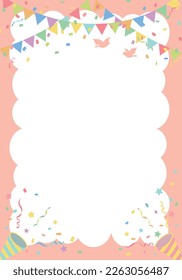 Flag and cracker birthday party background frame