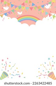 Flag and cracker birthday party background frame