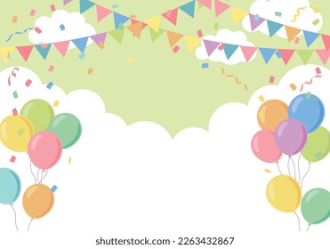 Flag and cracker birthday party background frame