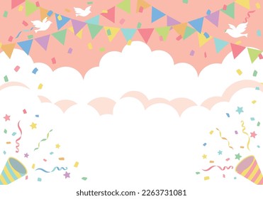 Flag and cracker birthday party background frame