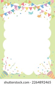 Flag and cracker birthday party background frame