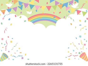 Flag and cracker birthday party background frame