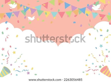 Flag and cracker birthday party background frame