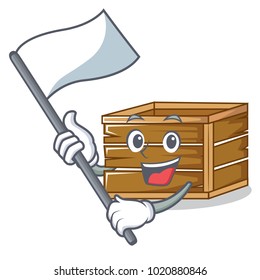 With flag crate mascot cartoon style