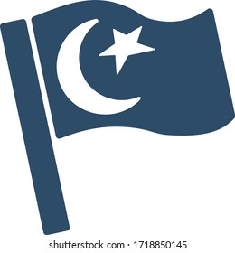 Flagge mit Halbmond und Stern. Islamisches Zeichen.