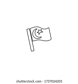 Flag with crescent and star. Islamic sign.