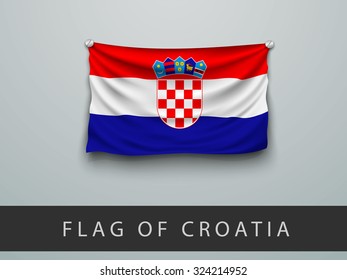 FLAG OF CROATIA battered, hung on the wall, screwed screws