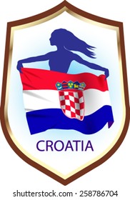 Flag of Croatia with blazon - vector illustration.