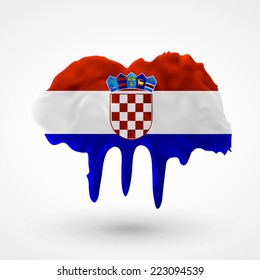 Flag of Croatia. Blot with paint streaks with the national colors. Independence Day. Banner Pennon Pennant Background Stock Vector Icon Image Picture Illustration Printed material Logo 