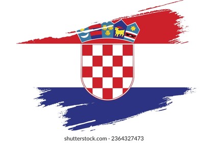 Flag of Croatia, brush stroke background Vector Illustration