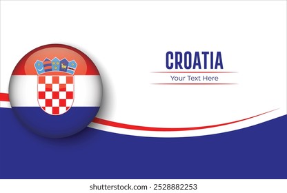Flag of Croatia Circle isolated on White background with Text. Banner, Poster, vector, template, Mockup, Background, Social Media, Post, 3D.
