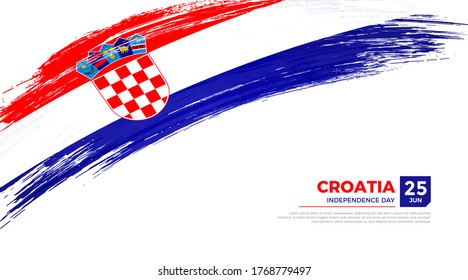 Flag of Croatia country. Happy Independence day of Croatia background with grunge brush flag illustration