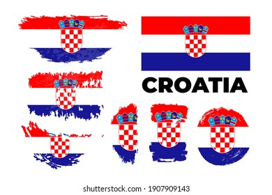 Flag of Croatia country. Happy Independence day of Croatia background with grunge brush flag illustration. Vector illustration