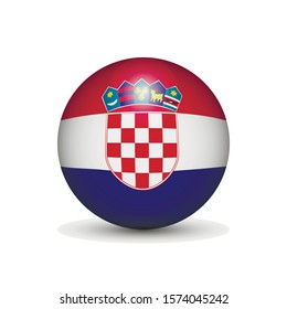 Flag of Croatia in the form of a ball isolated on white background.