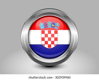 Flag of Croatia. Metal Round Icons. This is File from the Collection European Flags