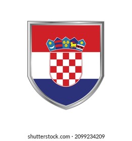 Bandera de Croacia con marco de escudo metálico