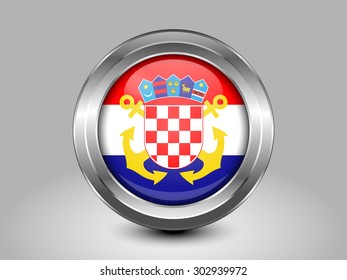 Flag of Croatia Naval Ensign. Metal Round Icons. This is File from the Collection European Flags