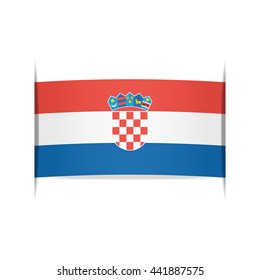Flag of Croatia, officially the Republic of Croatia. Vector illustration of a stylized flag. The slit in the paper with shadows. Element for infographics.