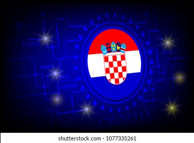 Flag of croatia on a background of technology.