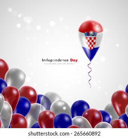 Flag of Croatia on balloon. Celebration and gifts. Ribbon in the colors are twisted. Independence Day. Balloons on the feast of the national