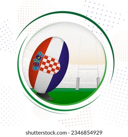 Flag of Croatia on rugby ball. Round rugby icon with flag of Croatia. Vector illustration.