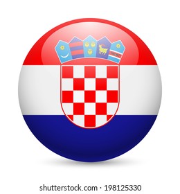 Flag of Croatia as round glossy icon. Button with Croatian flag