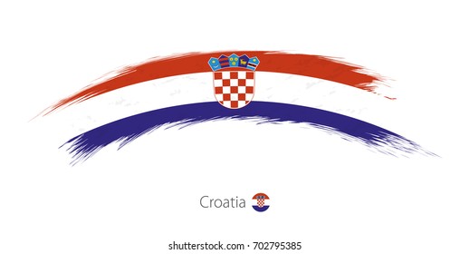 Flag of Croatia in rounded grunge brush stroke. Vector illustration.
