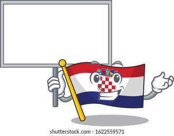 Flag croatia Scroll cute cartoon character bring a board