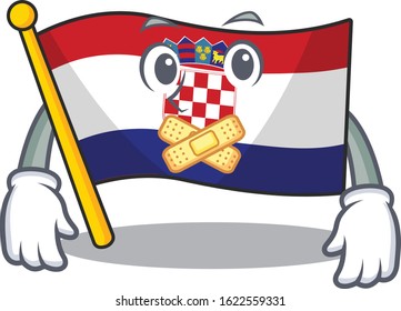 Flag croatia Scroll mascot cartoon character design on silent gesture