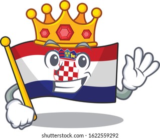 Flag croatia Scroll A stylized of King on cartoon character design