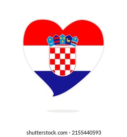 Flag of Croatia in the shape of a heart on a white background. Croatia flag vector illustration