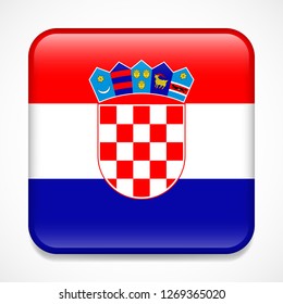 Flag of Croatia. Square glossy badge