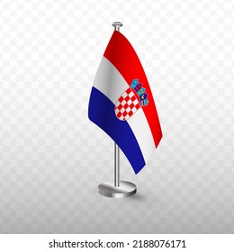 Flag of Croatia. Vector illustration of a flag with flagpole on a transparent background (PNG).