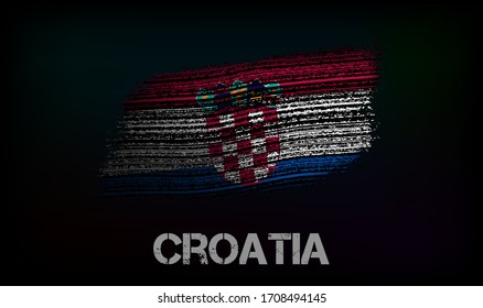 Flag of the Croatia. Vector illustration in grunge style with cracks and abrasions. Good image for print