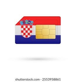 Flag of Croatia. Vector illustration of SIM Card with flag on white background