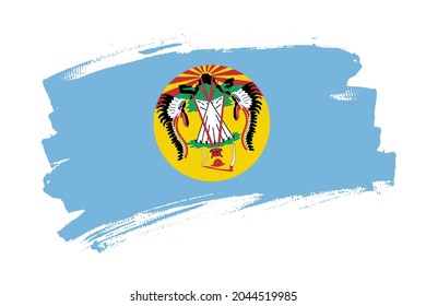 Flag Of The Crow Nation, Absaroka,  USA. Native Americans, The Crow Tribe Of Montana Banner Brush Style. Horizontal Vector Illustration Isolated On White Background.  