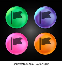 Flag crystal ball design icon in green - blue - pink and orange.
