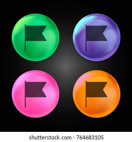 Flag crystal ball design icon in green - blue - pink and orange.